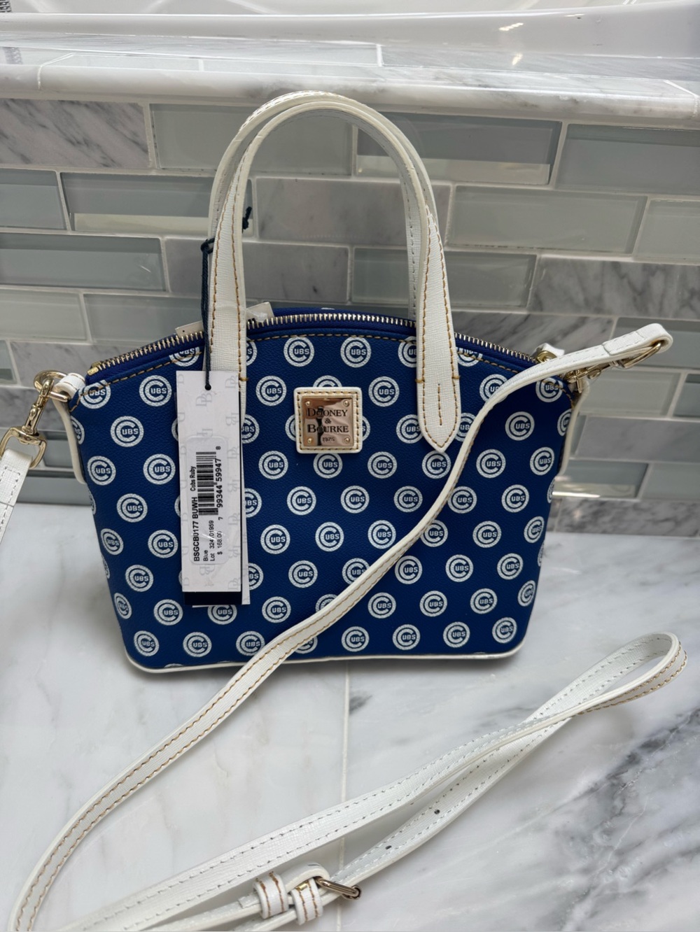 Dooney & Bourke Navy White Chicago Cubs Mini Satchel